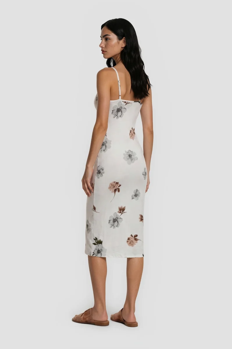 Spaghetti Strap Midi Dress - White - Image 2