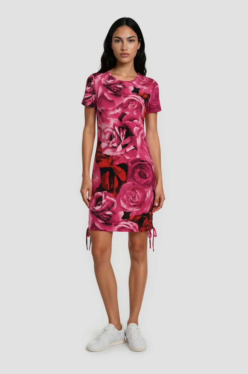 T-Shirt Drawstring Dress - Magenta