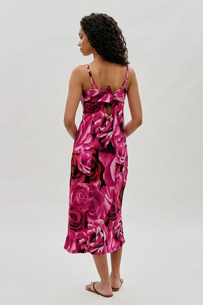 Floral Side Slit Maxi Dress - Pink - Image 3