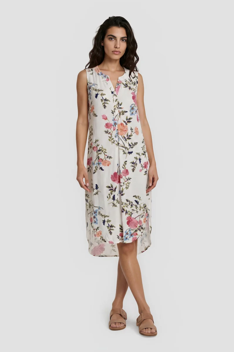Sleeveless High Low Dress - White