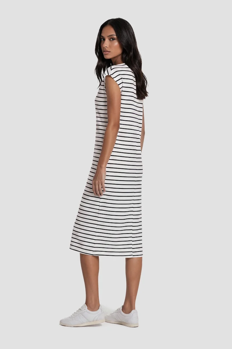 Striped Sleeveless Midi Dress - White - Image 2