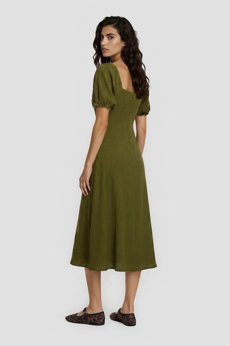 Short Sleeve Midi Dress - Green - Image 2