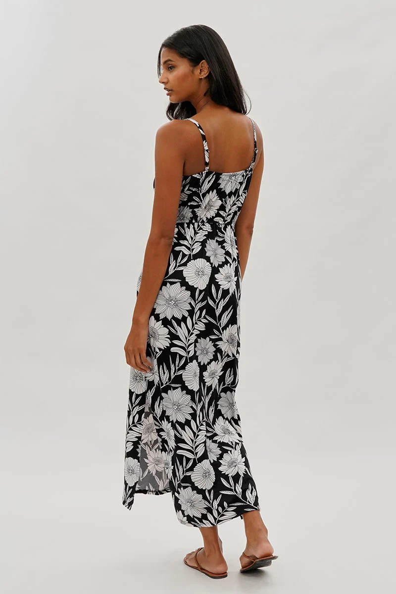Floral Keyhole Maxi Dress - Black - Image 3