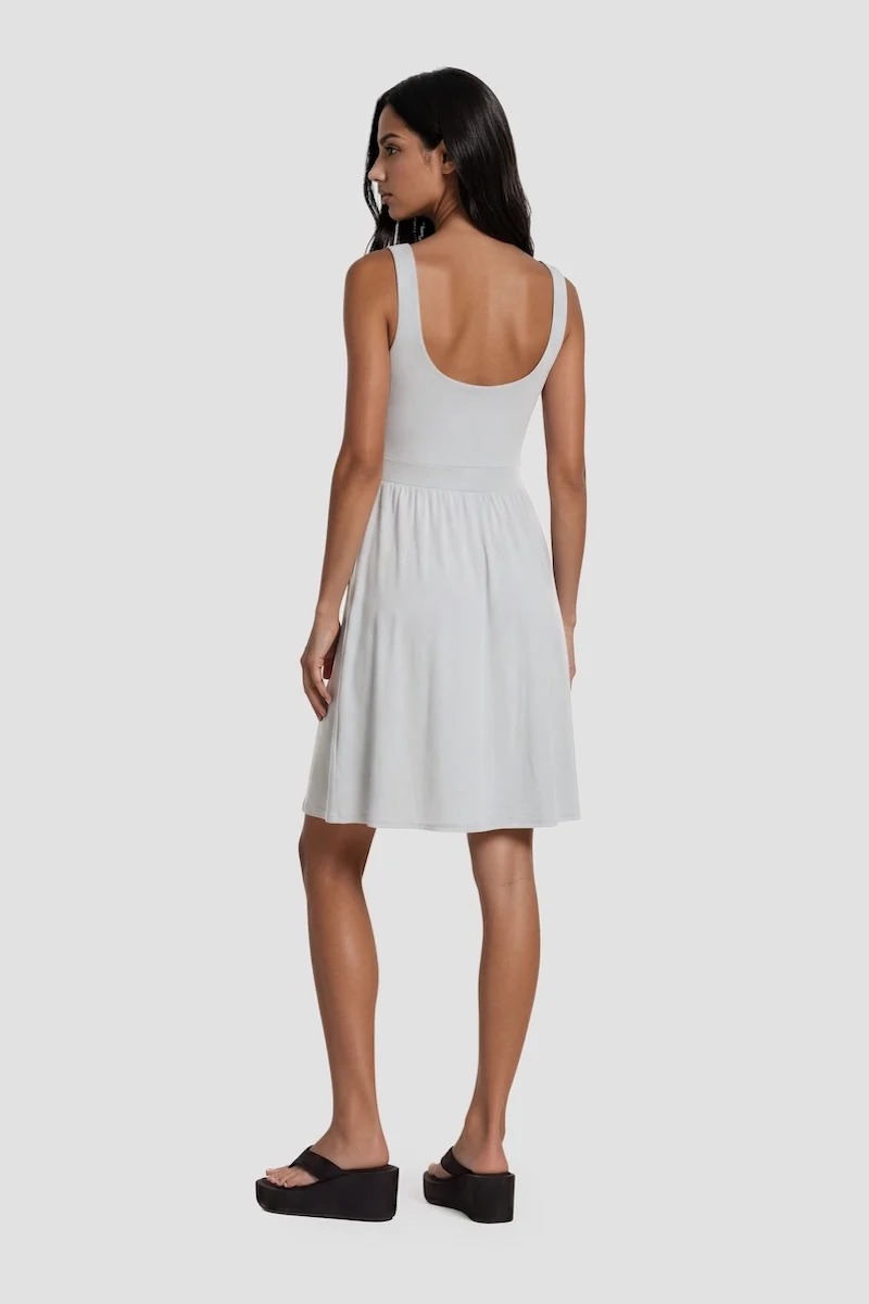 Scoop Neck Sleeveless Dress - Grey - Image 2