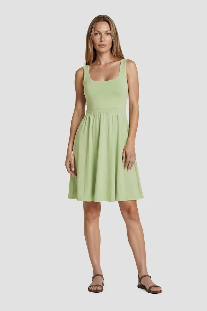 Scoop Neck Sleeveless Dress - Green