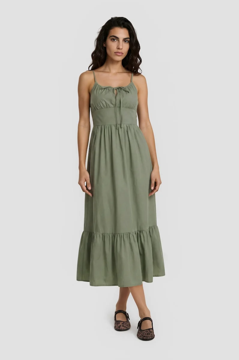 Thin Strap Tiered Maxi Dress - Mint