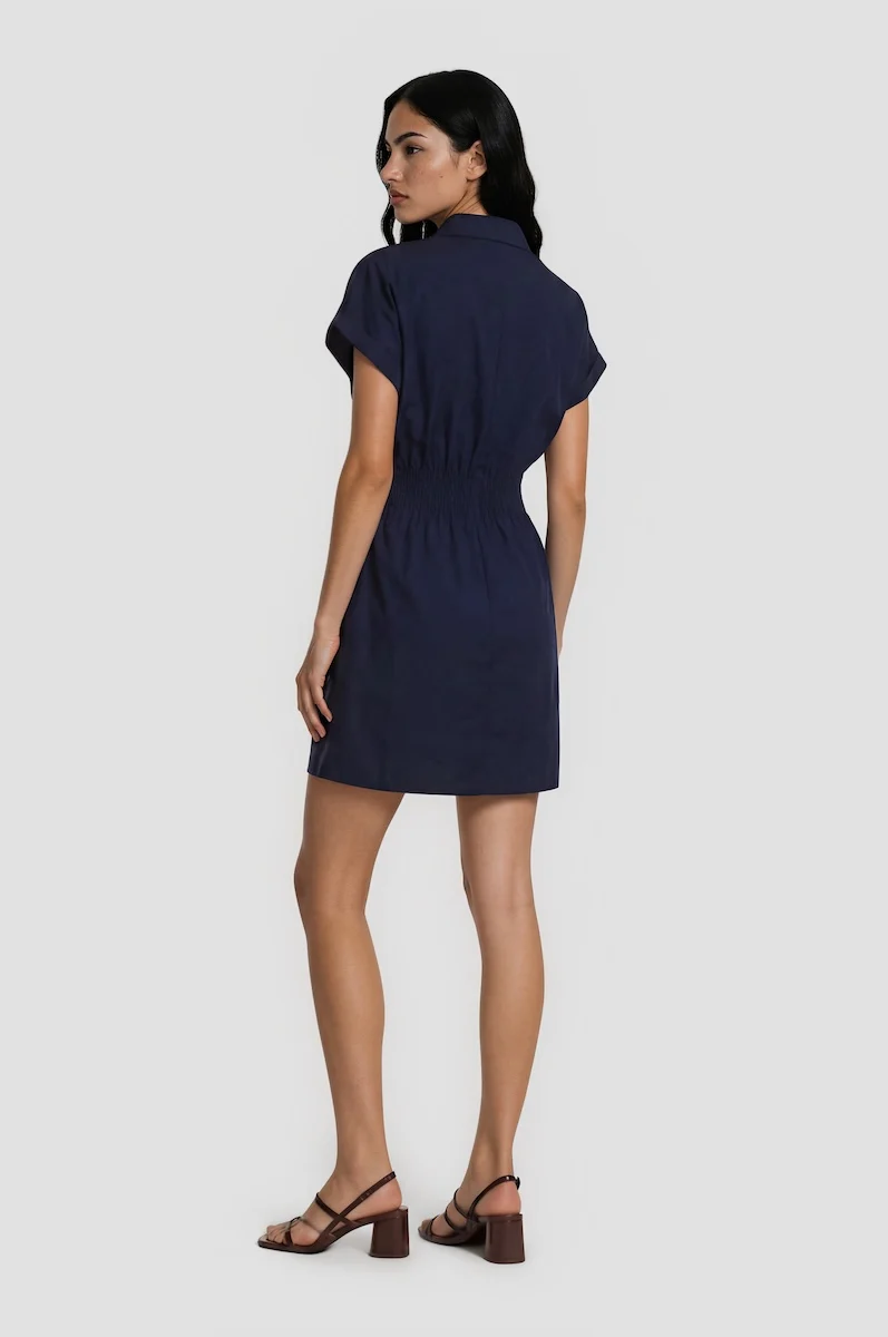Drop Shoulder Buckle Dress - Navy - Image 2