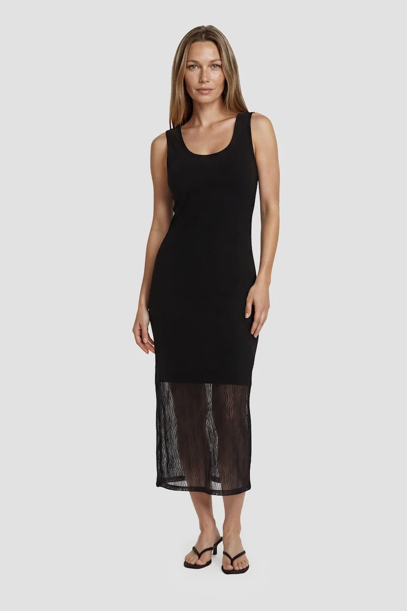 Sleeveless Midi Dress - Black