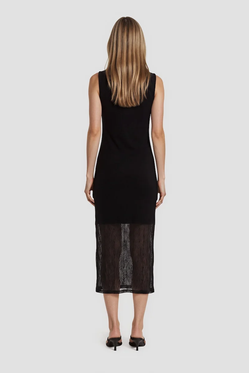 Sleeveless Midi Dress - Black - Image 2