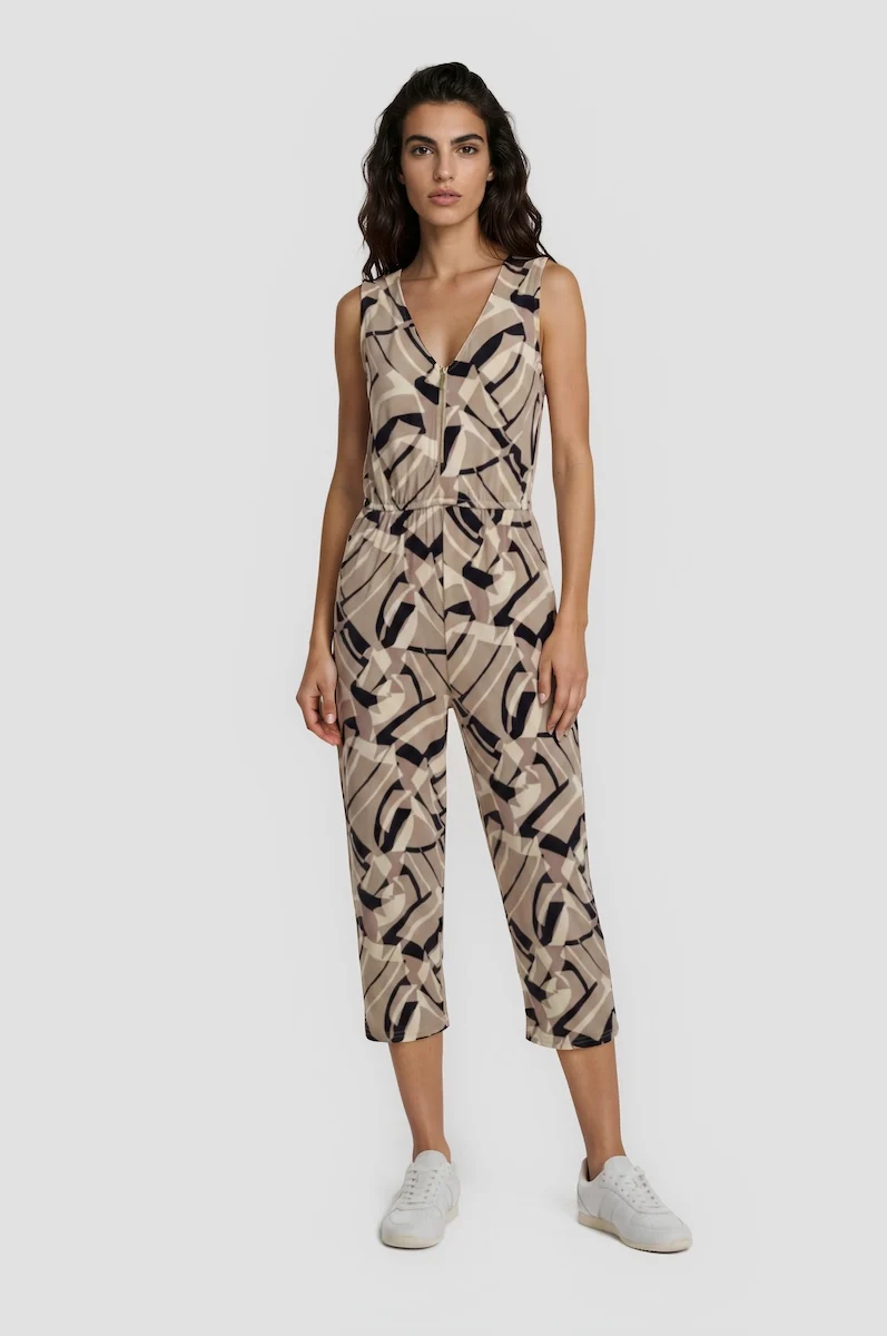 Printed Zip Down Jumpsuit - Multi