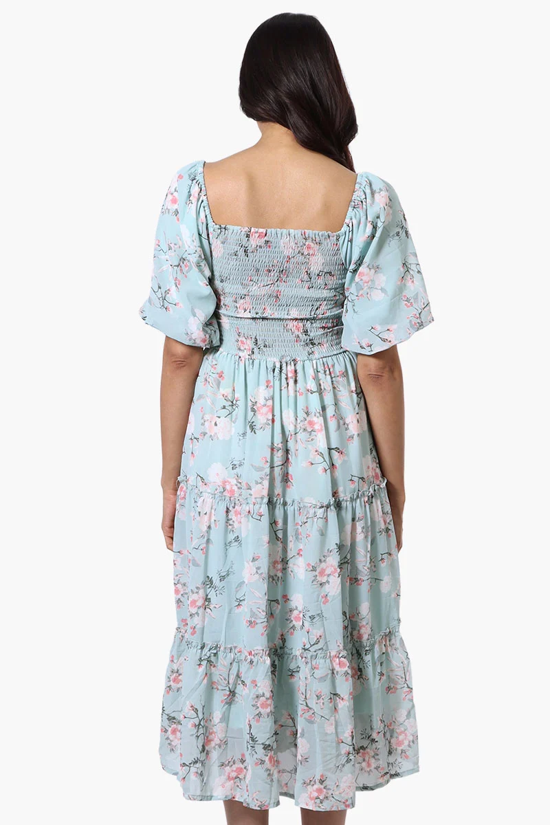 Floral Smocked Day Dress - Mint - Image 3