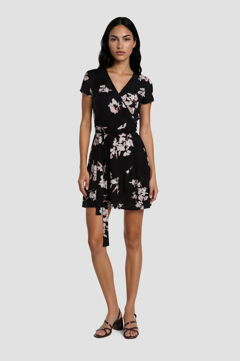 Short Wrap Dress - Black