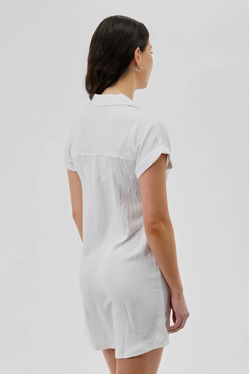 Vintage Button Up Short Sleeve Day Dress - White - Image 3