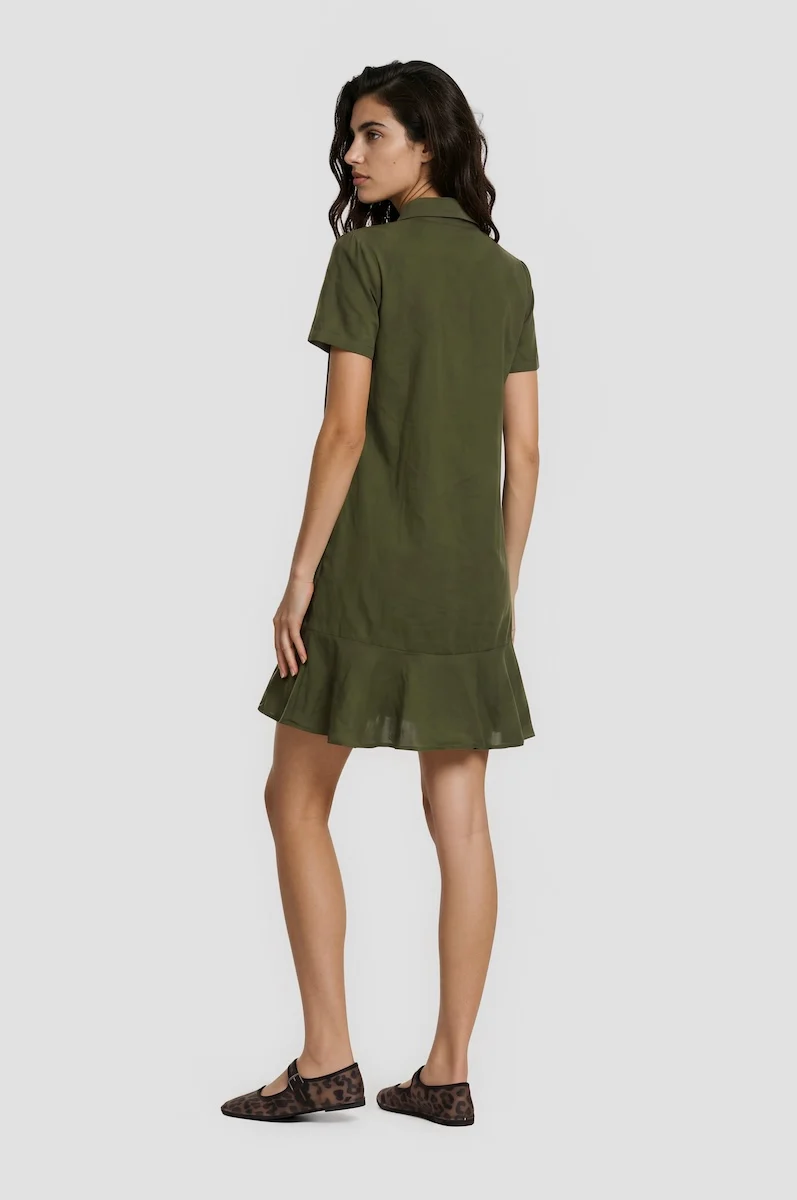 Short Sleeve Tiered Dress - Green - Image 2