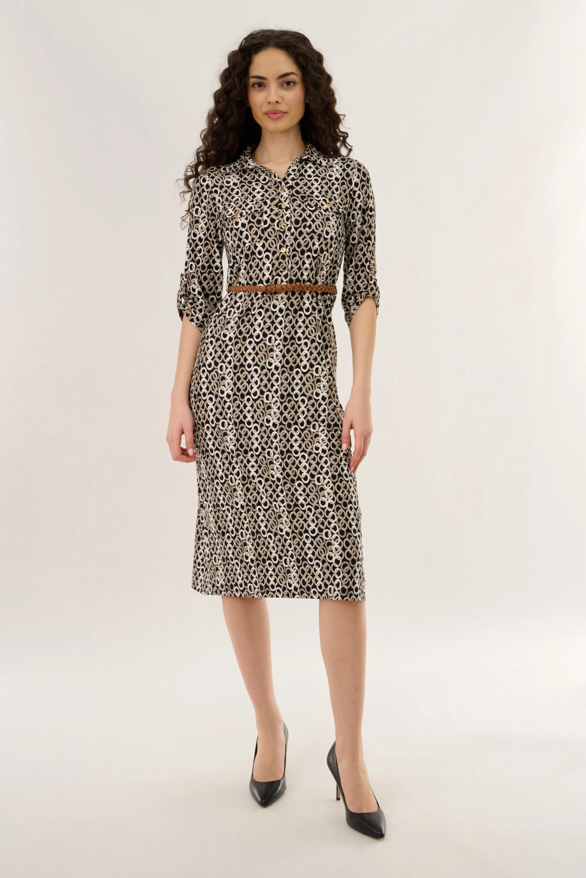 Button Up Midi Dress - Black