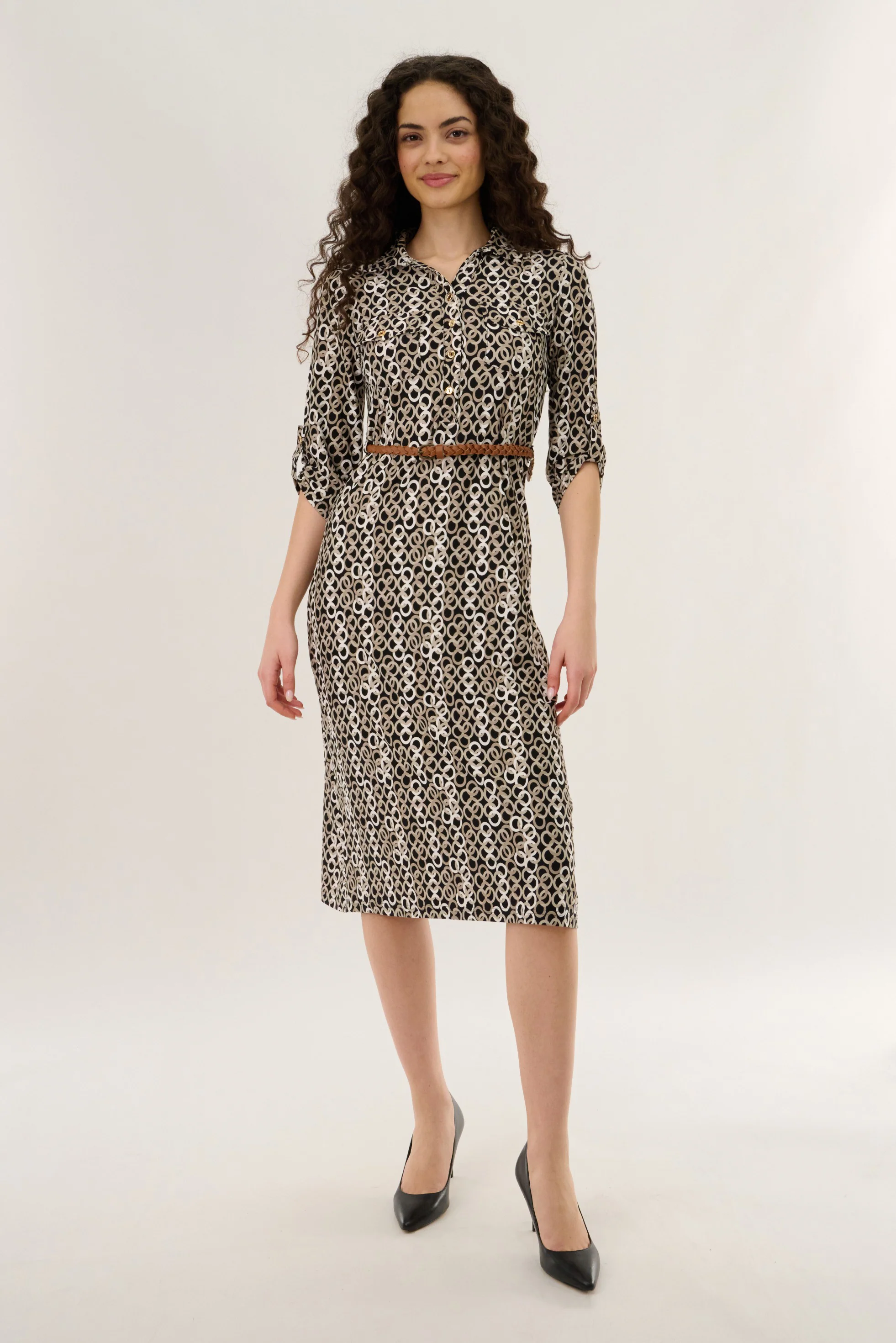 Button Up Midi Dress - Black - Image 5