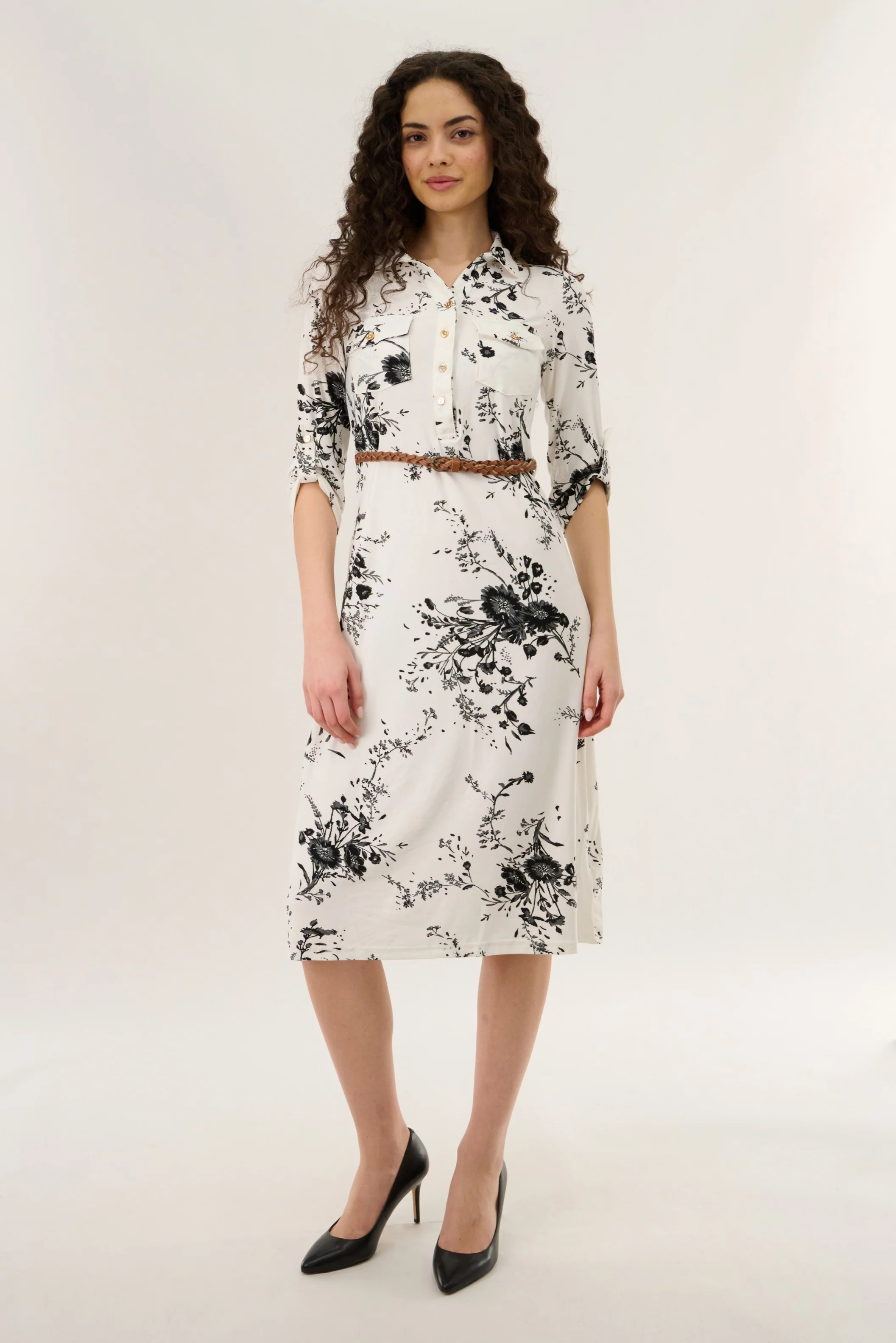 Button Up Midi Dress - White