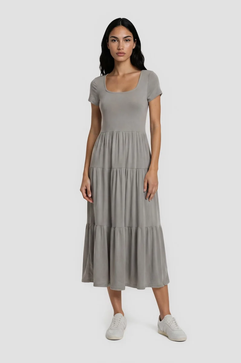 Tiered Maxi Dress - Grey