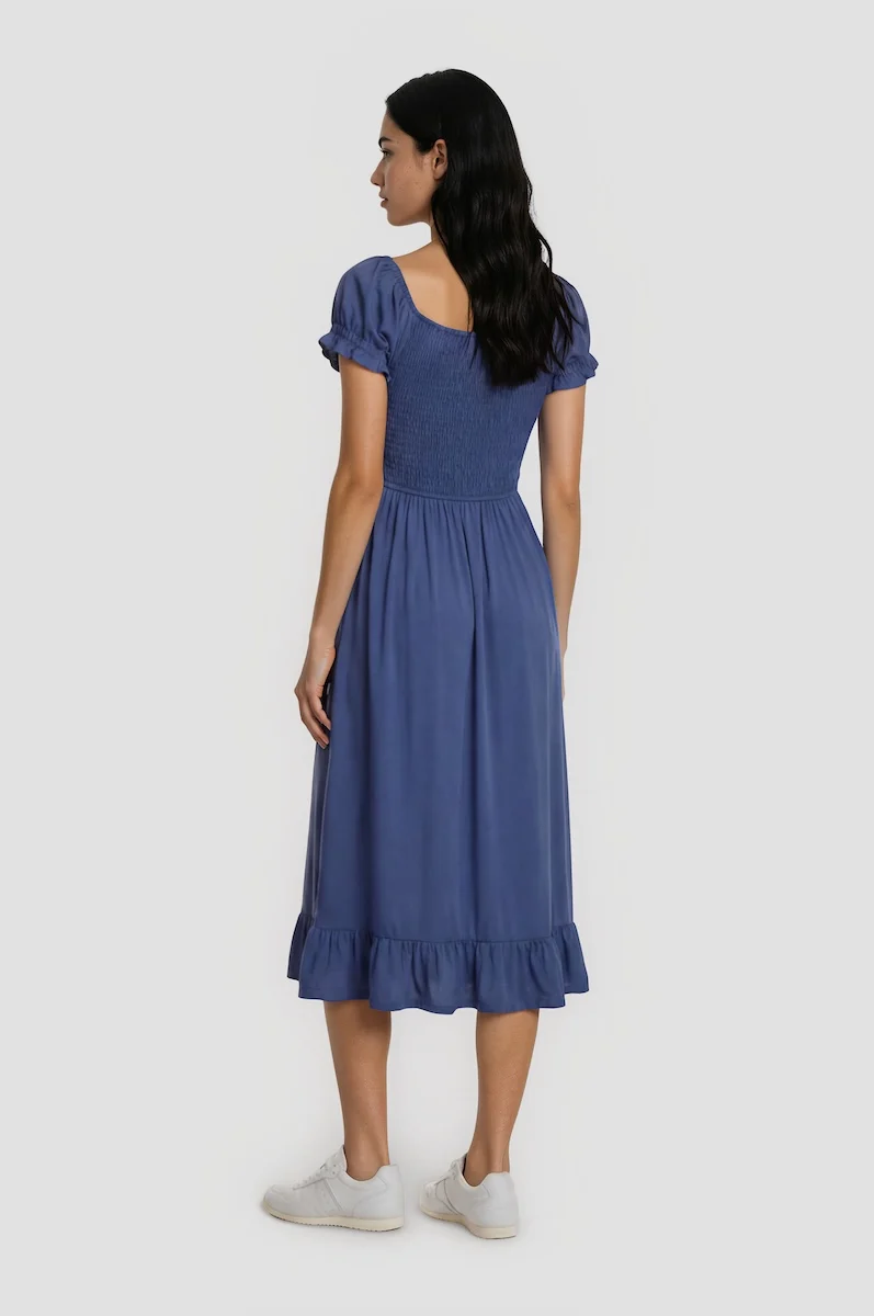 Smocked Maxi Dress - Blue - Image 2