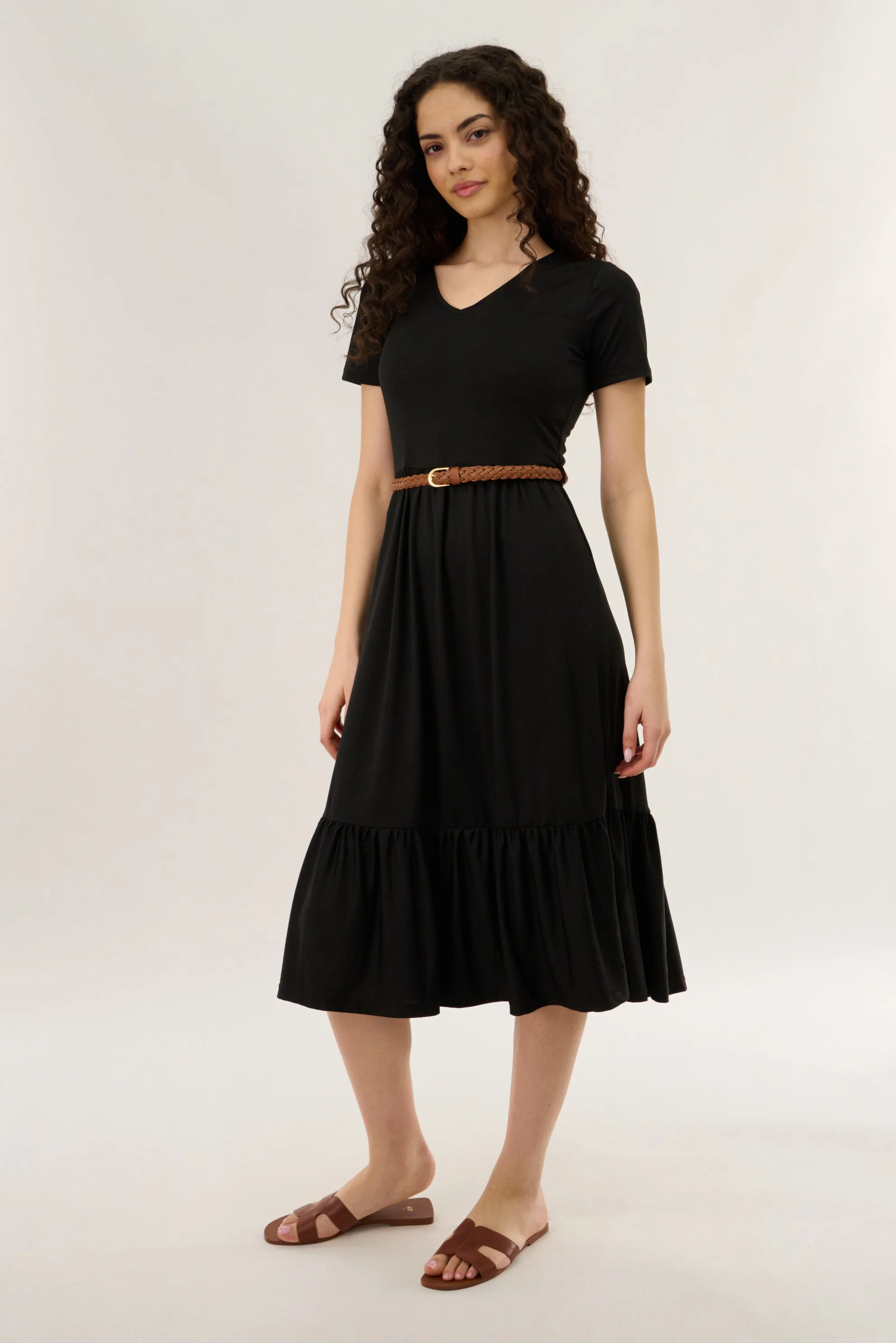 Belted Maxi Dress - Black - Image 2