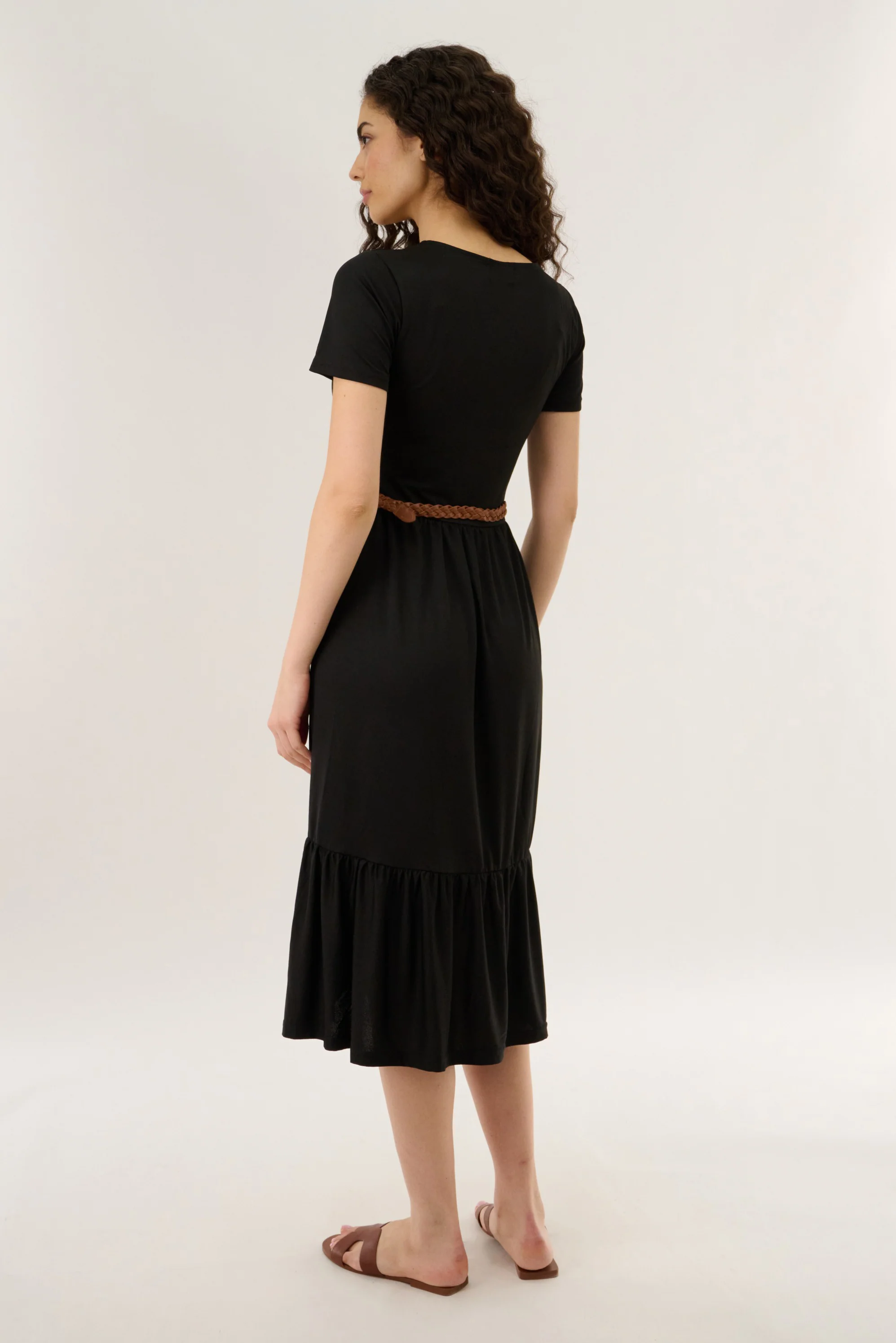 Belted Maxi Dress - Black - Image 3