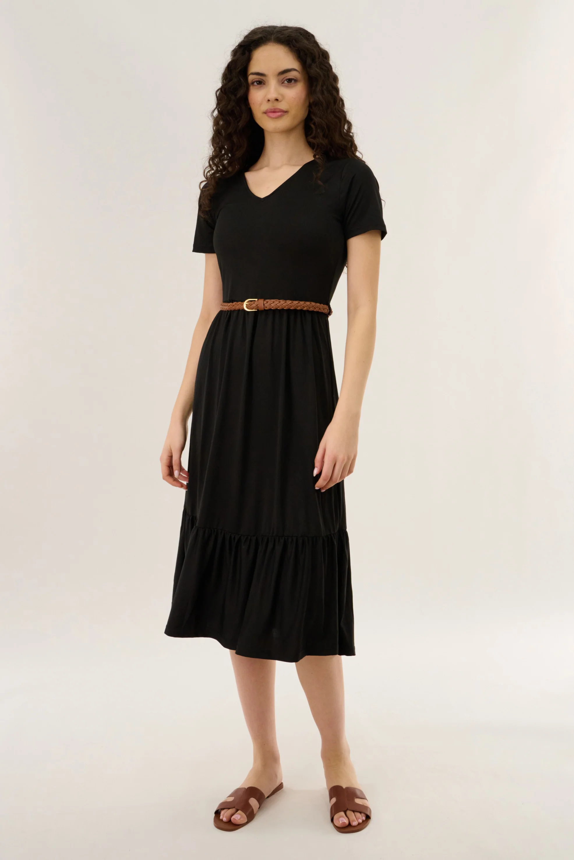 Belted Maxi Dress - Black - Image 5