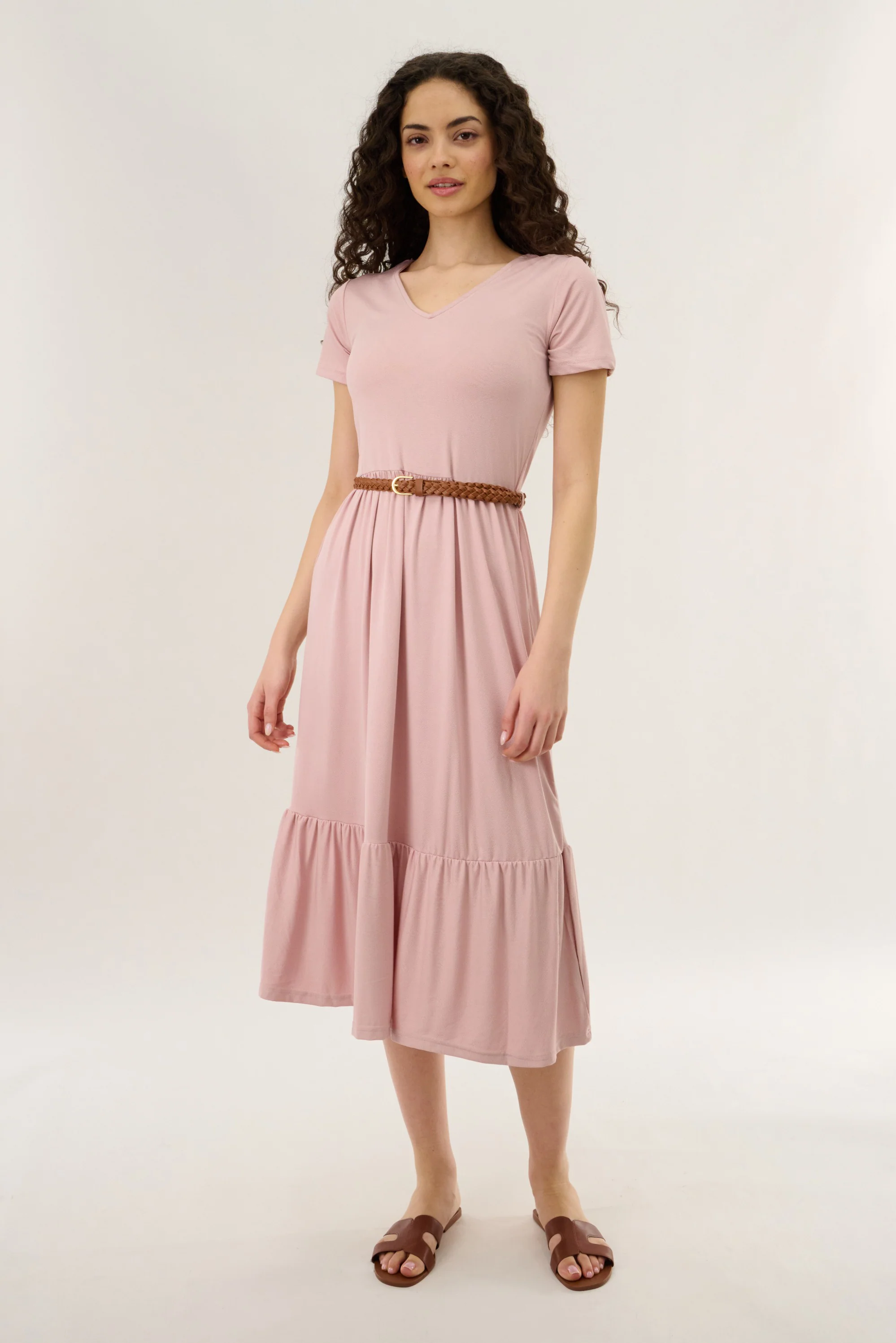 Belted Maxi Dress - Pink