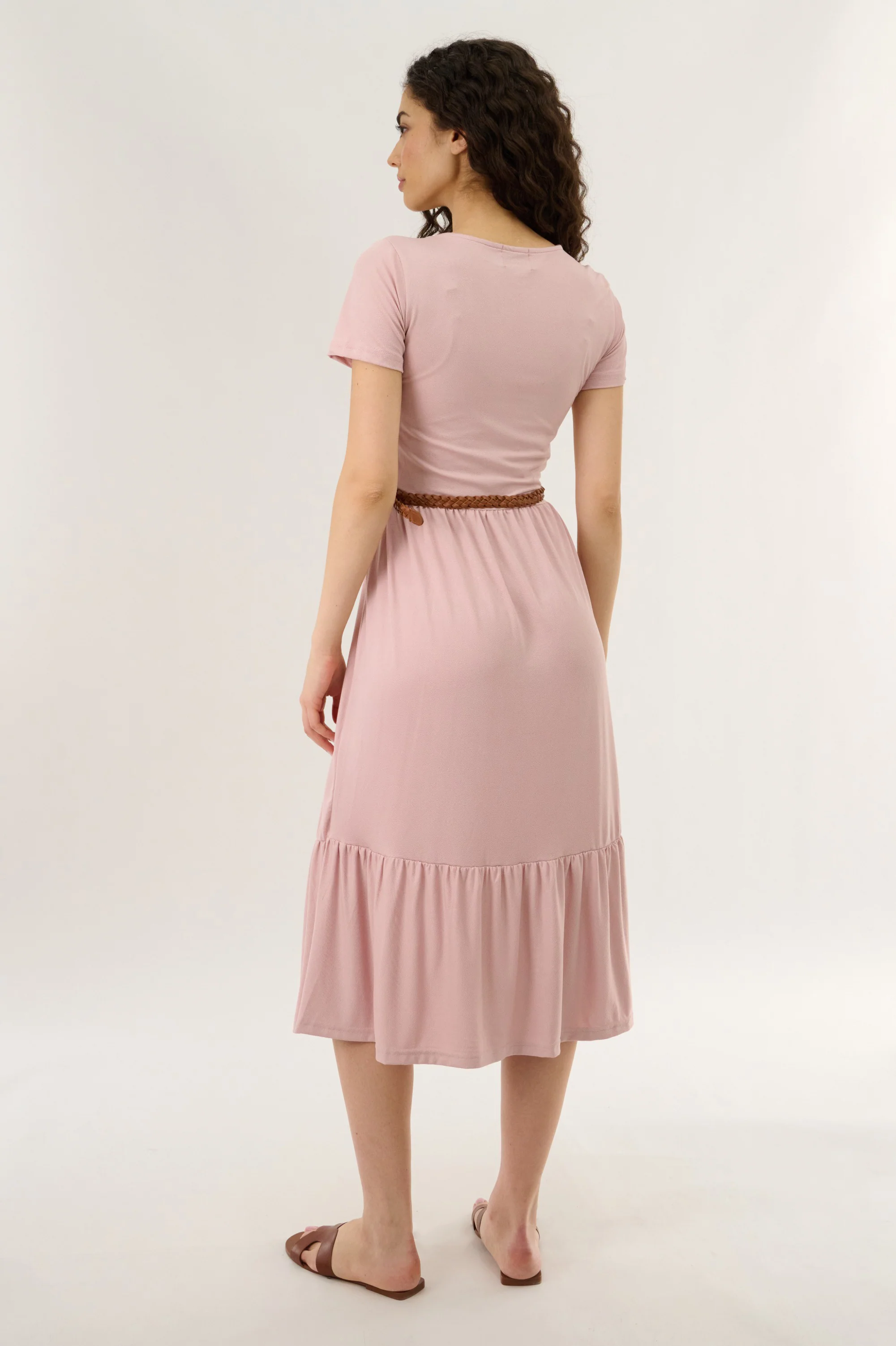 Belted Maxi Dress - Pink - Image 3