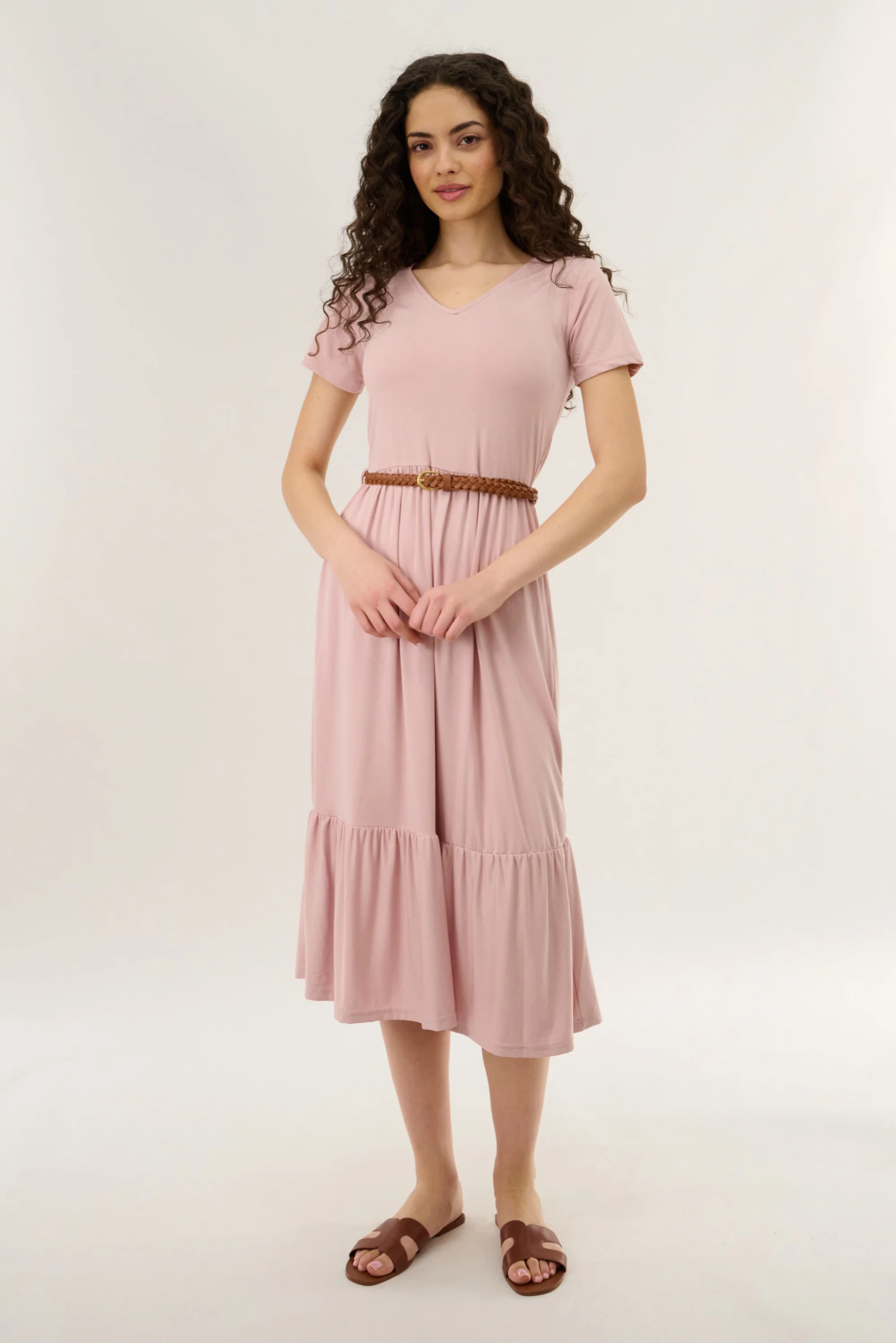 Belted Maxi Dress - Pink - Image 5