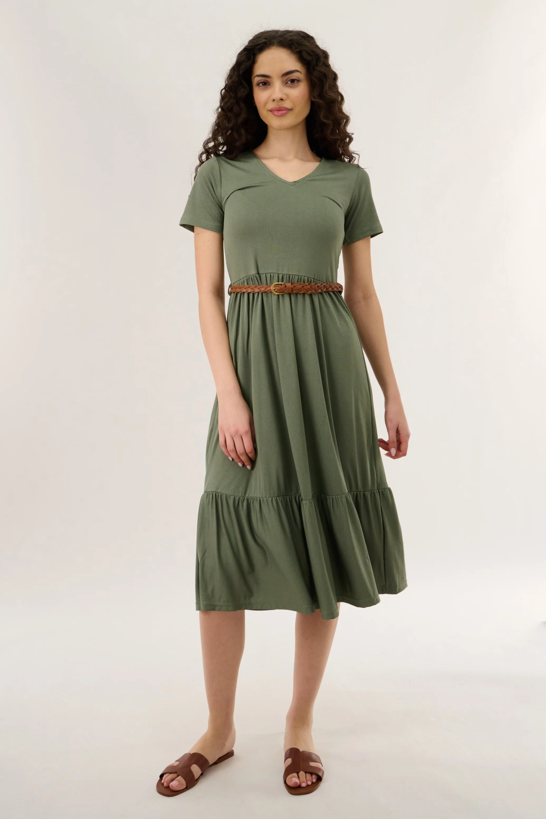 Belted Maxi Dress - Green