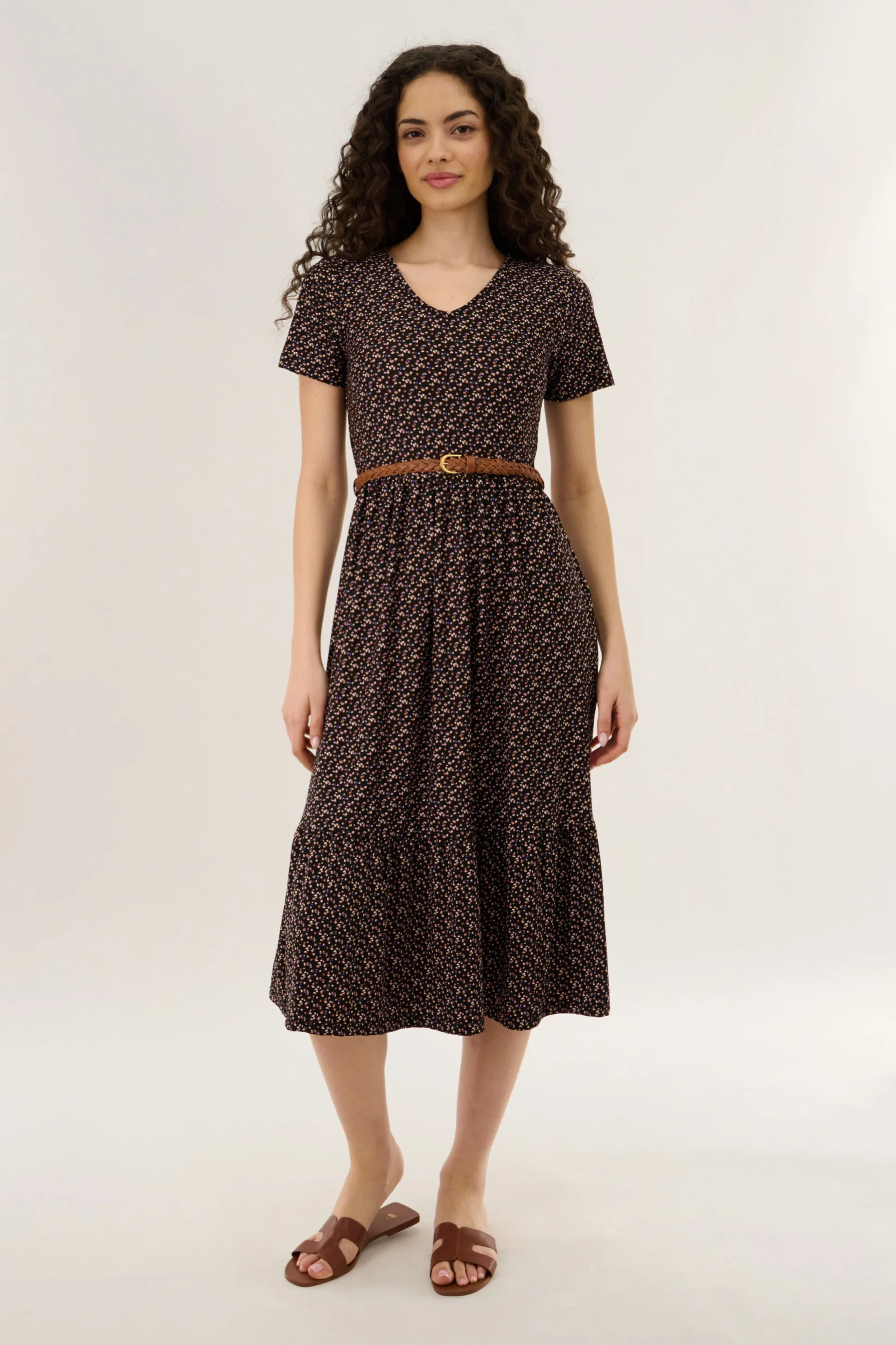 Belted Maxi Dress - Black - Image 5