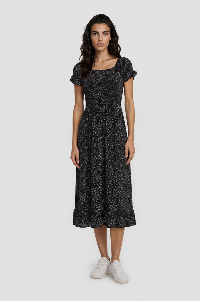 Smocked Maxi Dress - Black