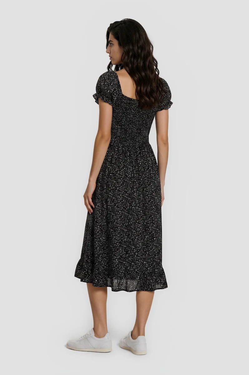Smocked Maxi Dress - Black - Image 2