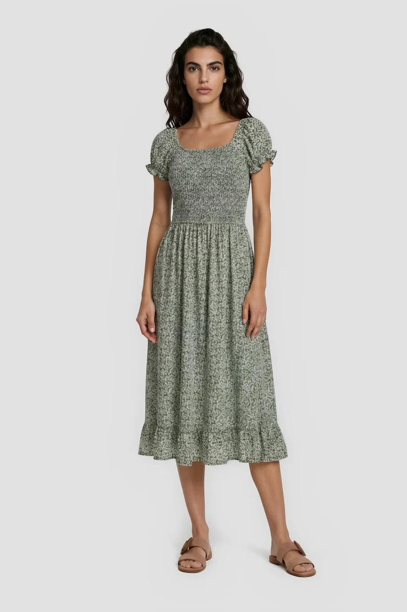 Smocked Maxi Dress - Green