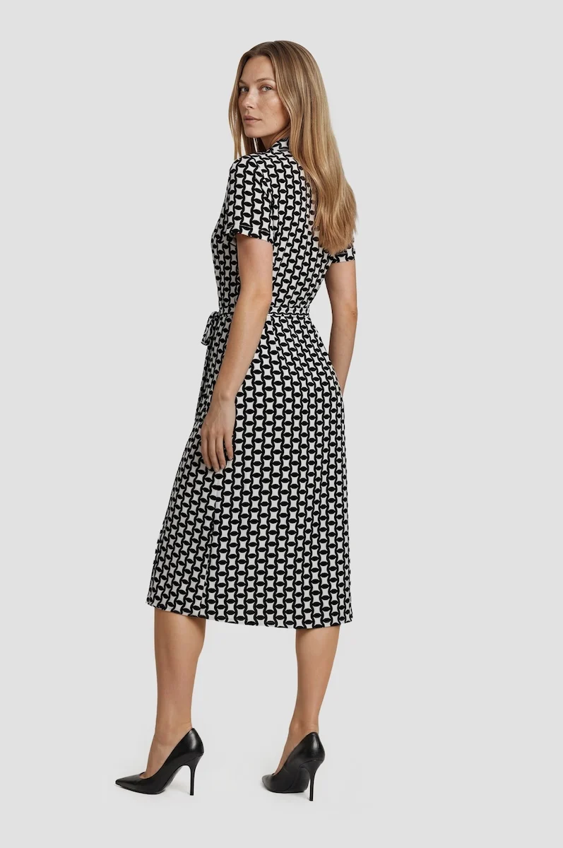 Short Sleeve Printed Midi Dress - Cream - Image 2