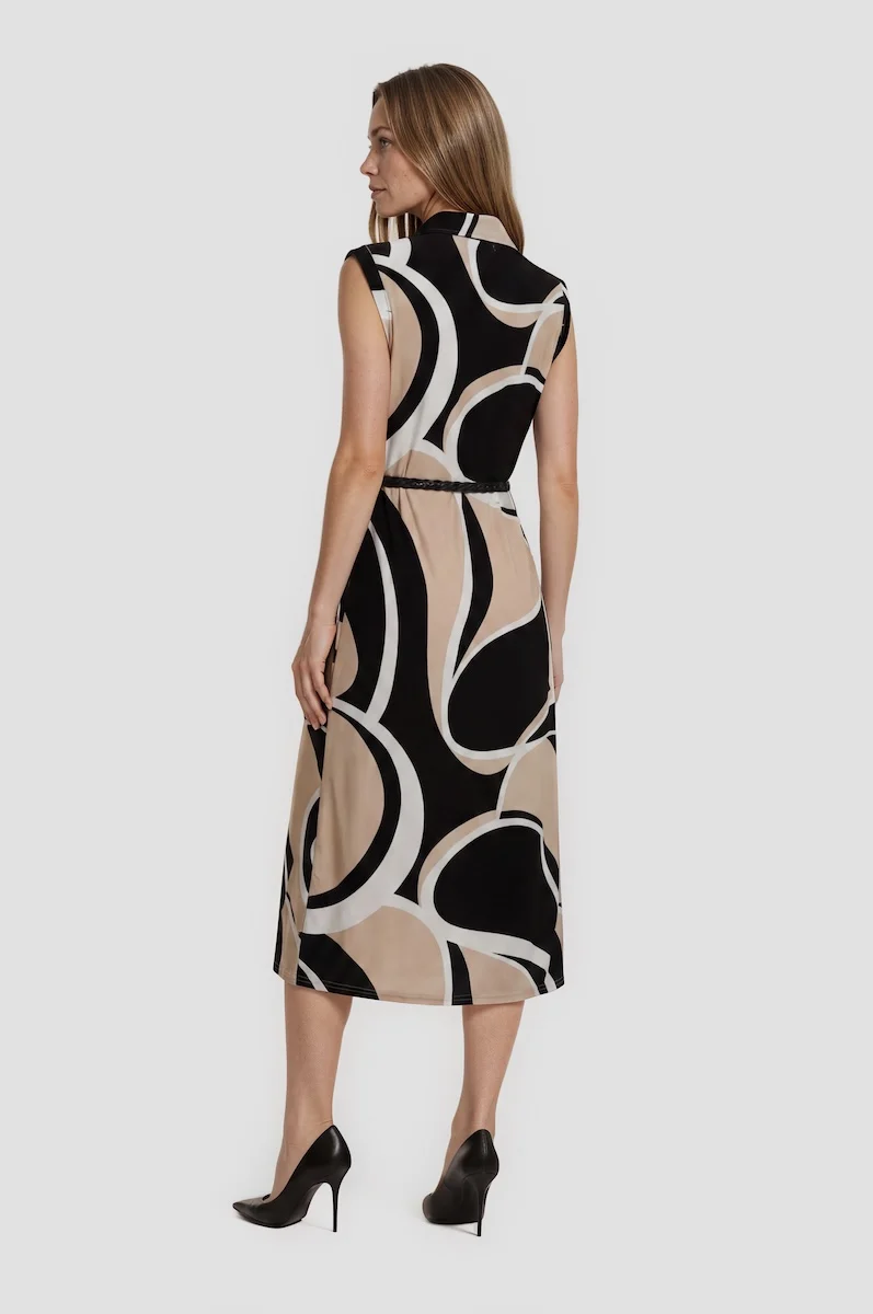 Sleeveless Belted Midi Dress - Beige - Image 2