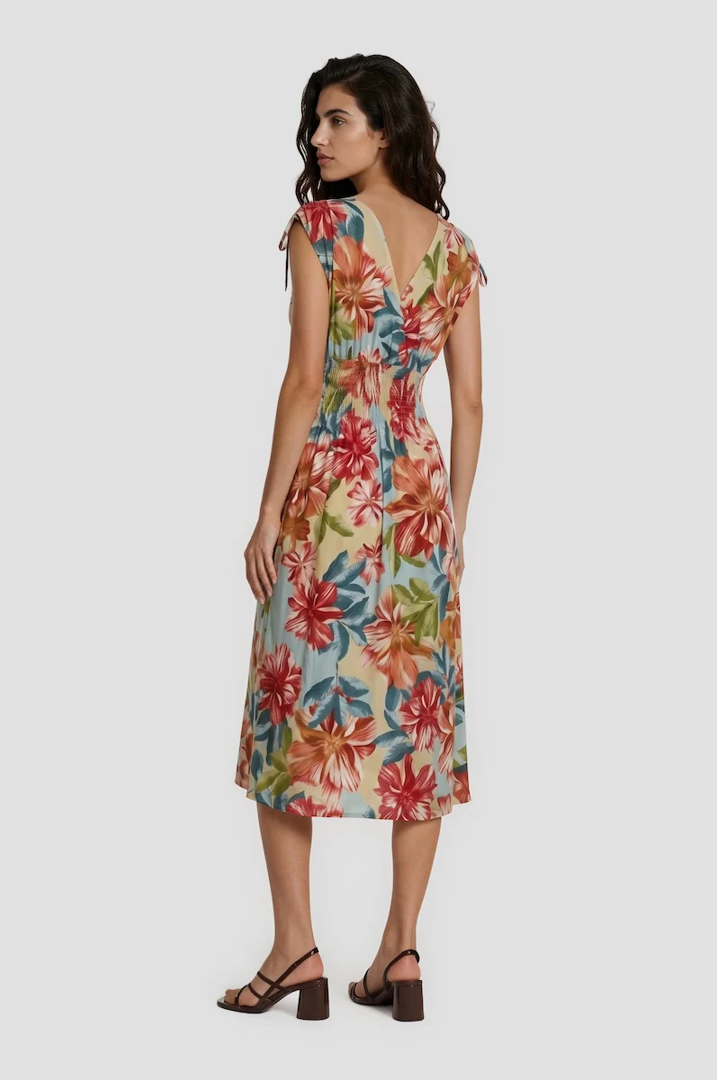 Printed Smock Midi Dress - Multi - Image 2