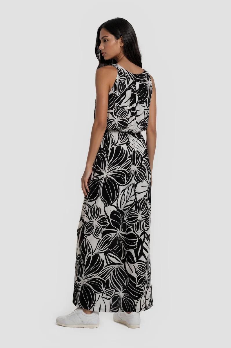 Cinched Waist Maxi Dress - Black - Image 2