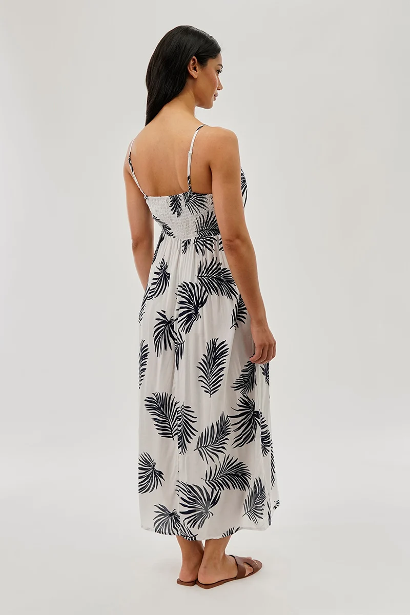 Printed Square Neck Maxi Dress - White - Image 3