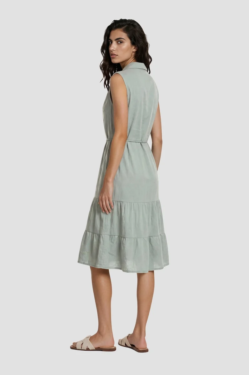Sleeveless Button Down Dress - Green - Image 2