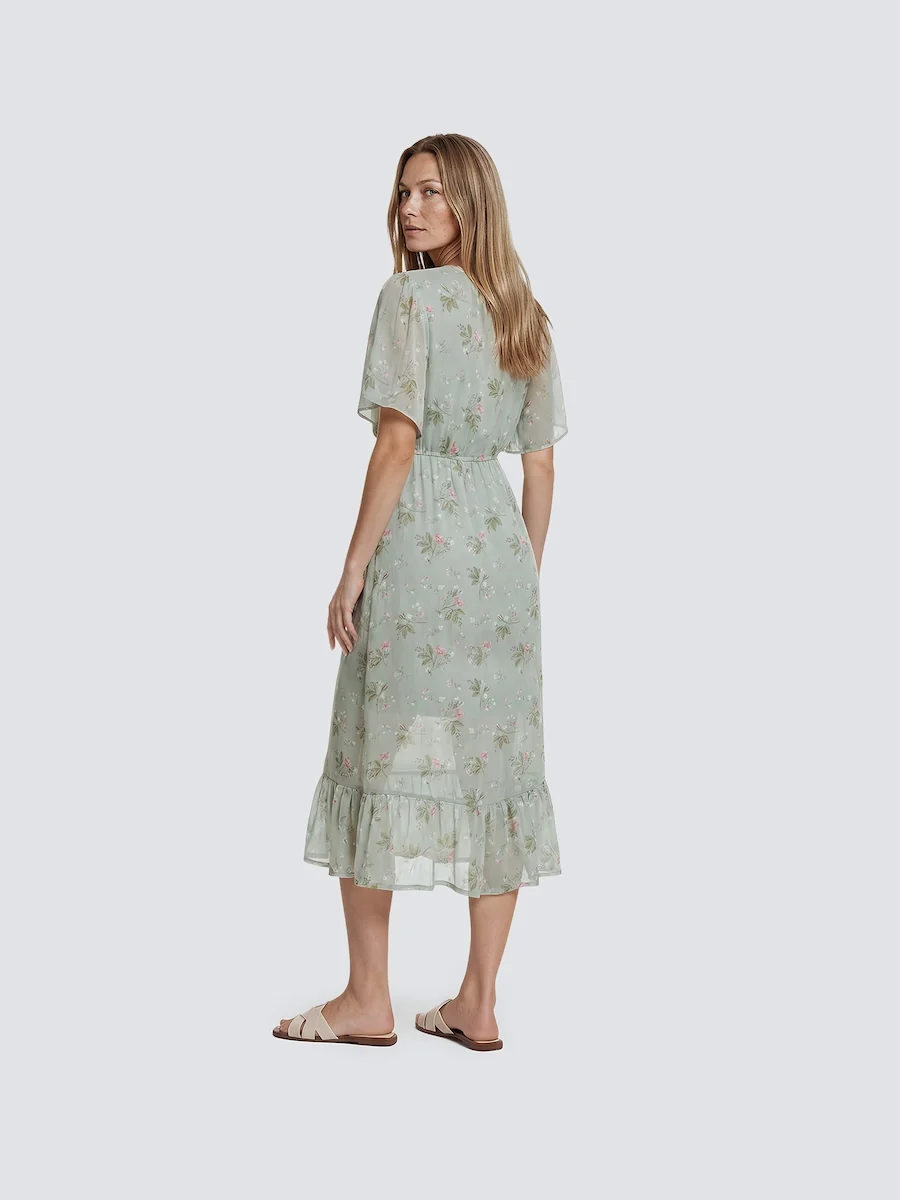 Printed Tiered Maxi Dress - Teal - Image 2