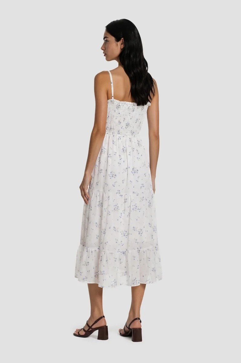 Thin Strap Printed Day Dress - White - Image 2