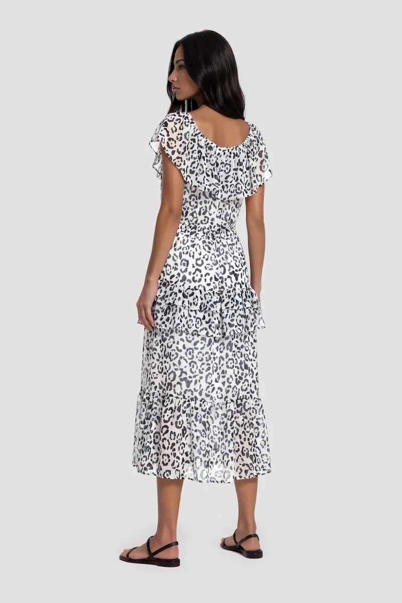 Short Sleeve Ruffle Dress - Black - Image 2