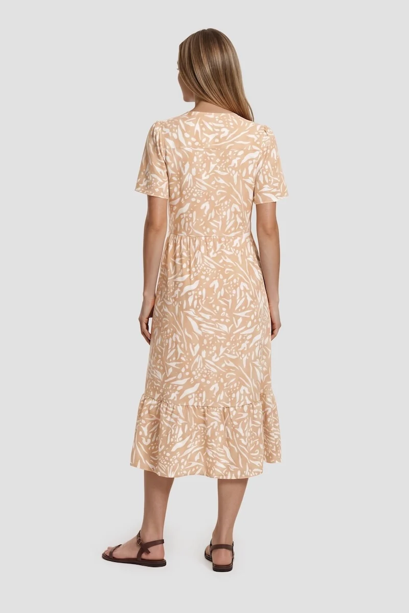 Short Sleeve Tiered Midi Dress - Peach - Image 2