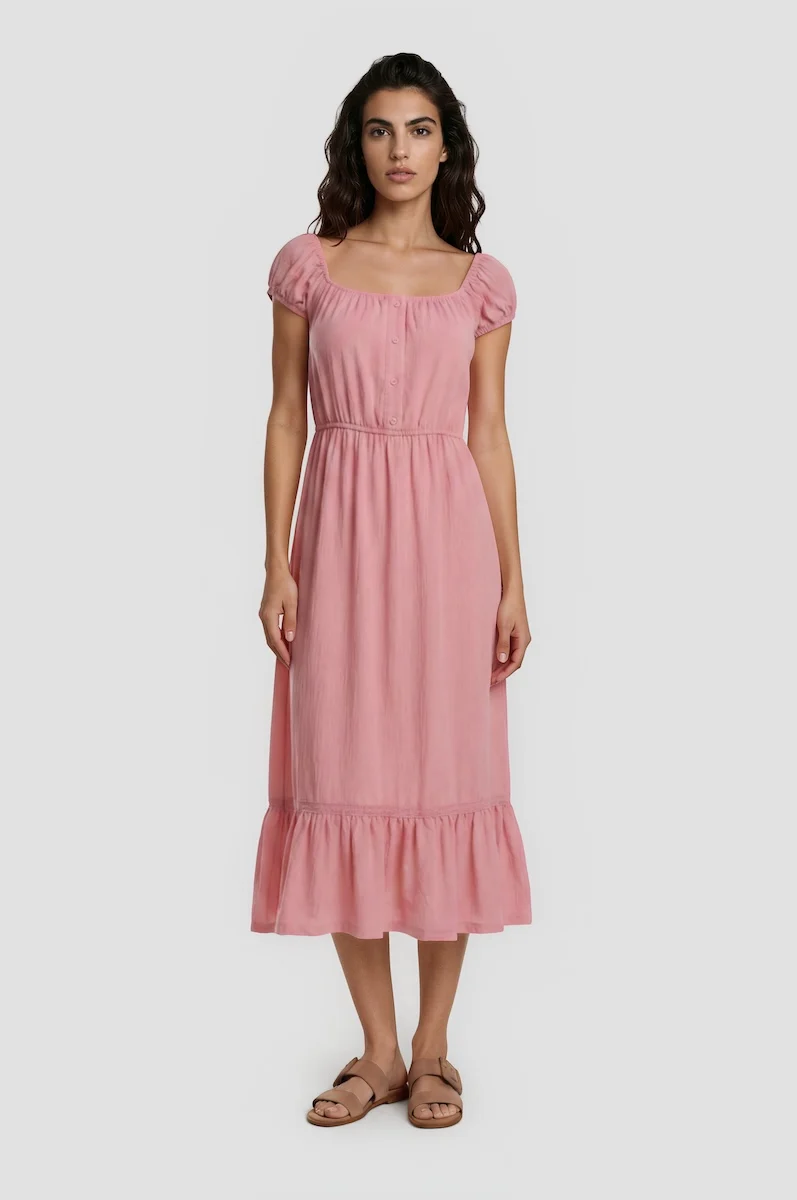 Off Shoulder Maxi Dress - Pink