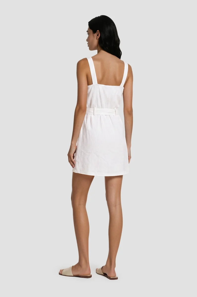 Thin Strap Belted Dress - White - Image 2