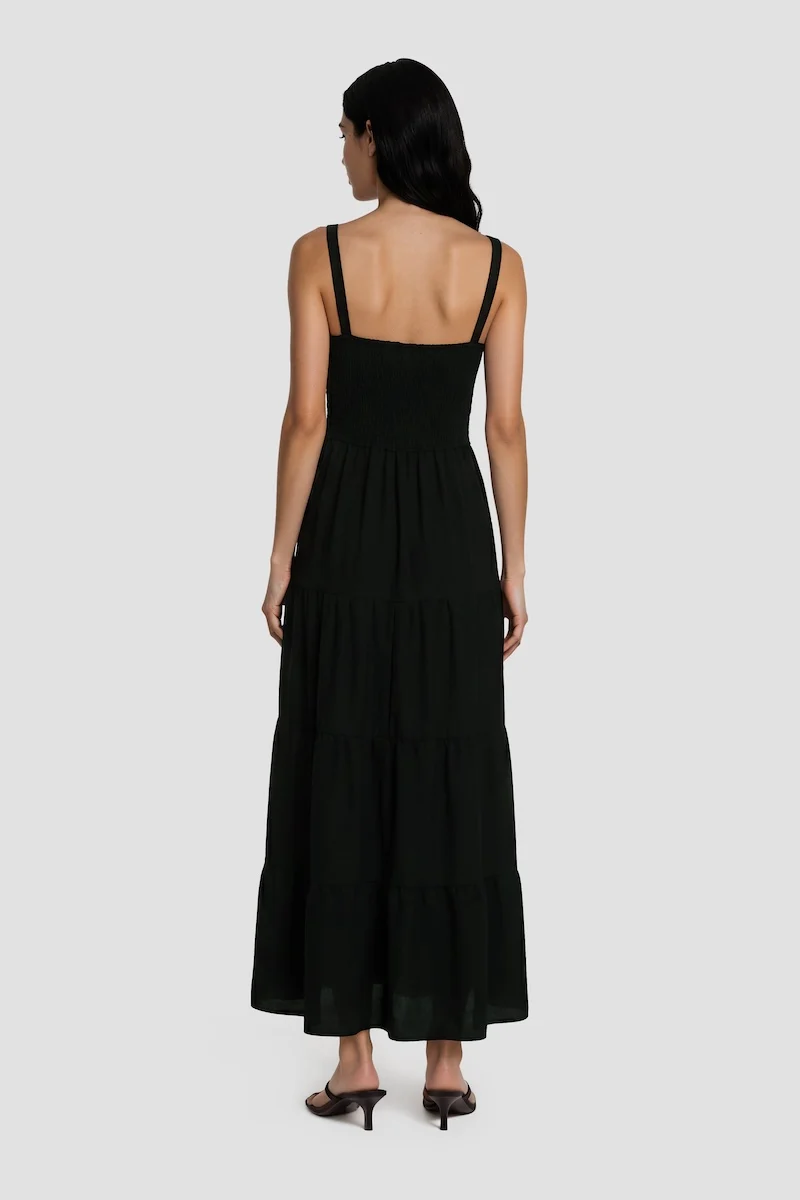 Spaghetti Strap Maxi Day Dress - Black - Image 2
