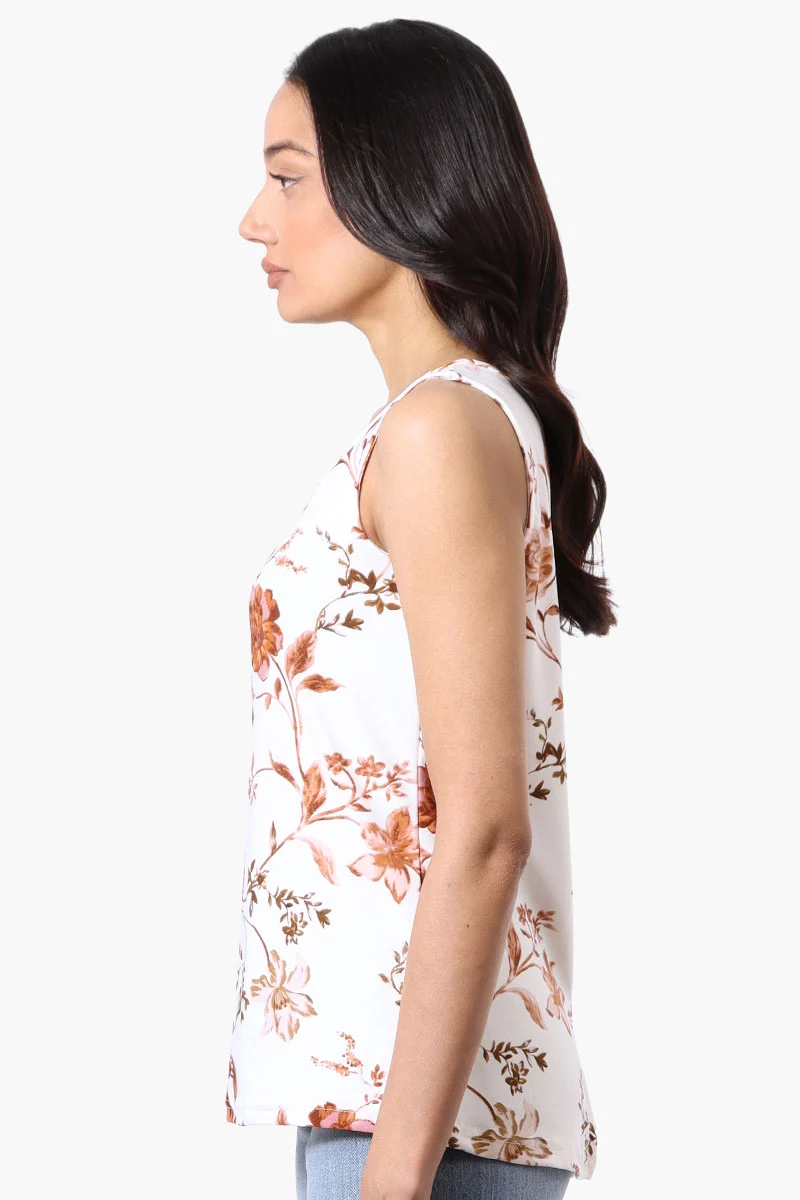 Floral Square Neck Tank Top - White - Image 2