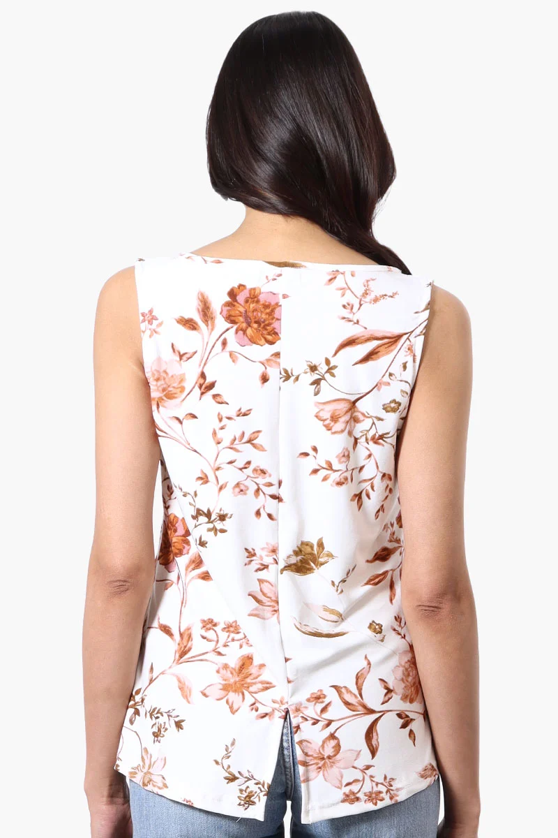 Floral Square Neck Tank Top - White - Image 3