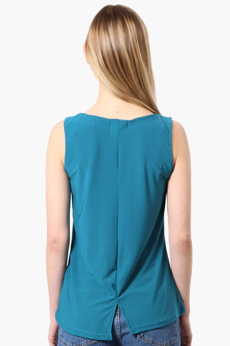Solid Square Neck Tank Top - Teal - Image 3